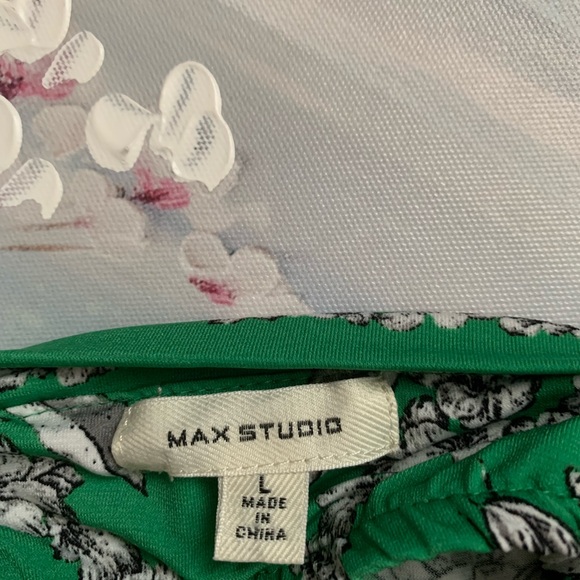 Max Studio Green Floral Halter Flowy Silky Slip Dress Dainty Feminine Shift - Picture 11 of 13